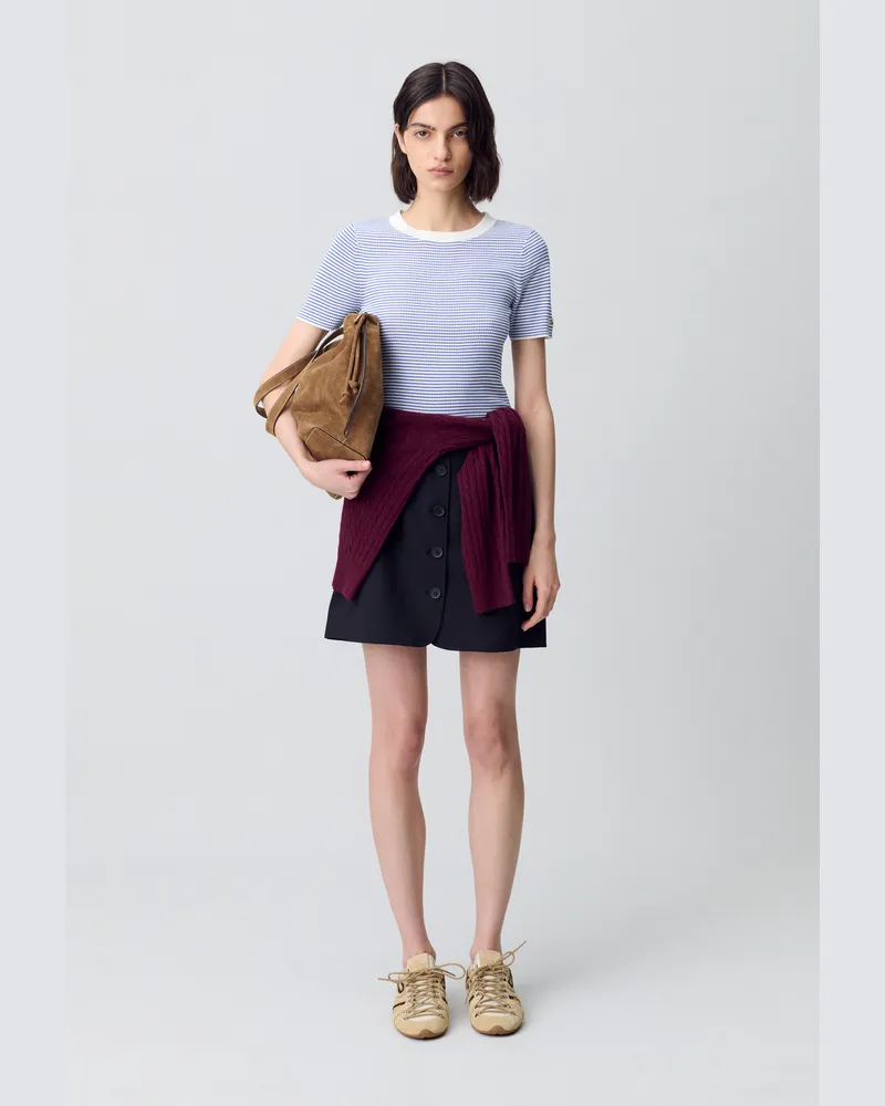 Claudie Pierlot Gestreiftes Oberteil feinem Strick Bleu