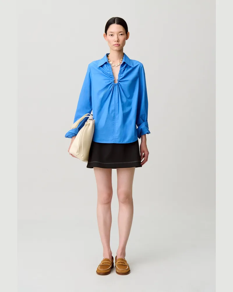 Claudie Pierlot Weite Ausschnittbluse Bleu