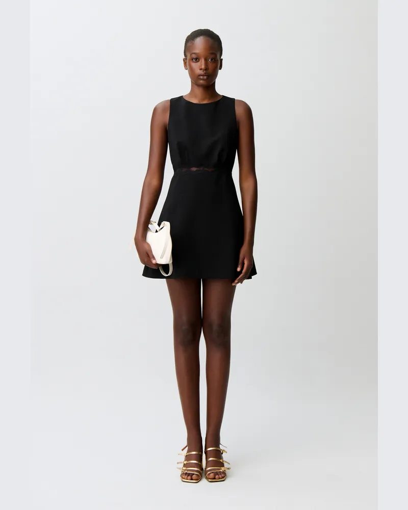 Claudie Pierlot Rückenfreies Spitzenkleid Schwarz