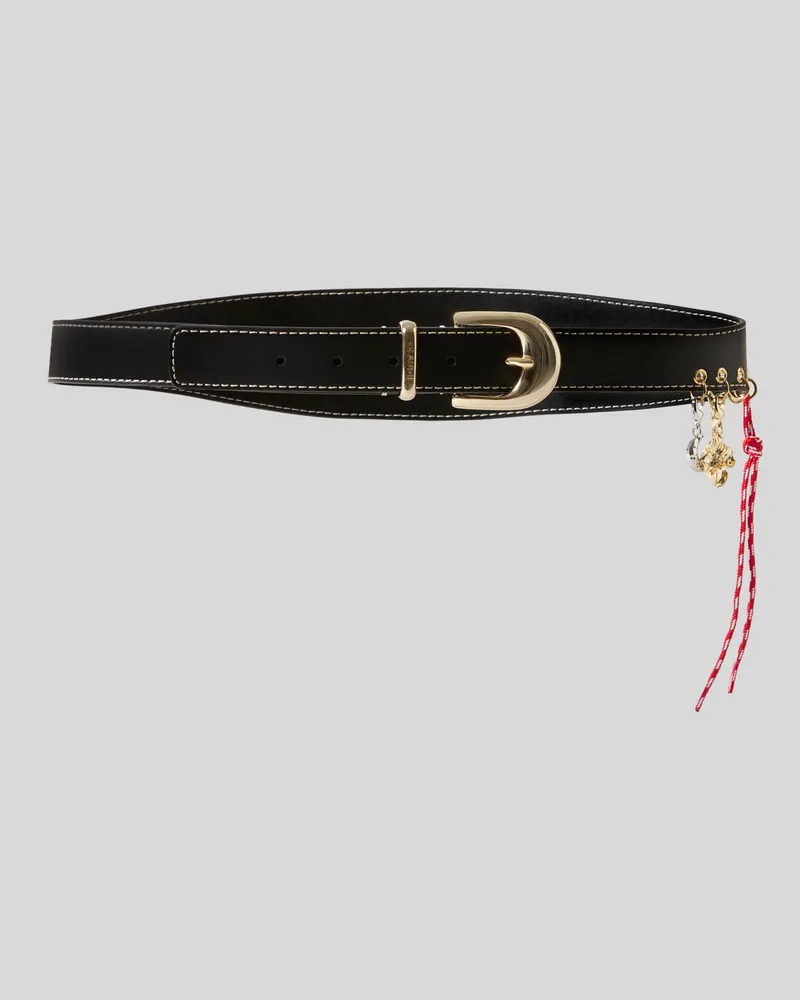 Claudie Pierlot Ledergürtel mit Ösen und Charms Schwarz
