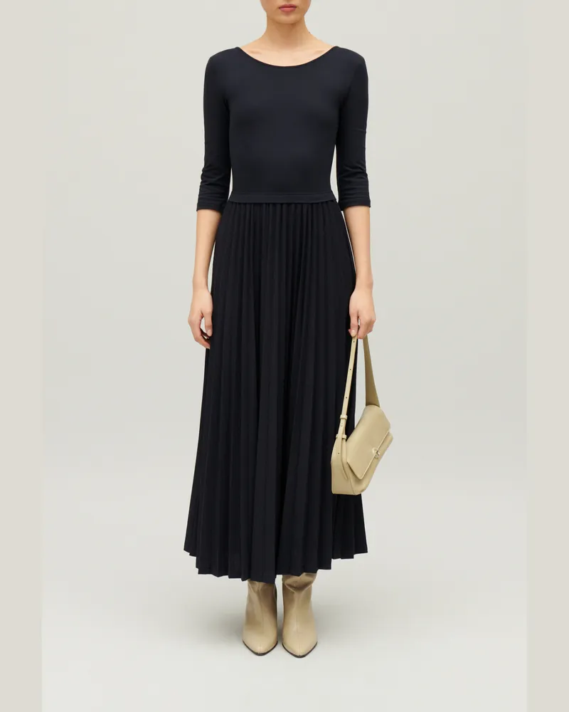 Claudie Pierlot Lange plissiertes Twistkleid zweifarbig Marine