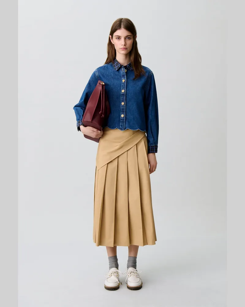 Claudie Pierlot Plissierter Midirock Beige