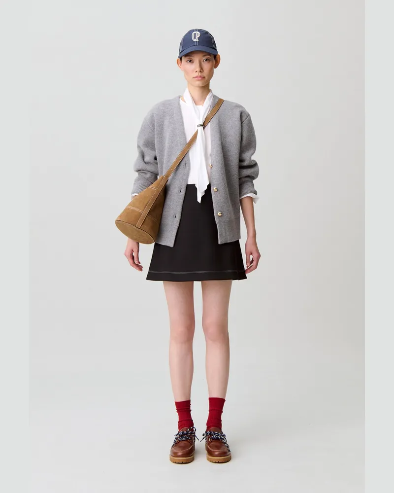 Claudie Pierlot Gerader Rock mit Kontrastnähten Schwarz