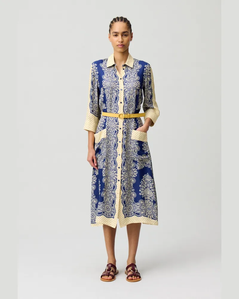 Claudie Pierlot Bedrucktes langes Kleid Dunkler