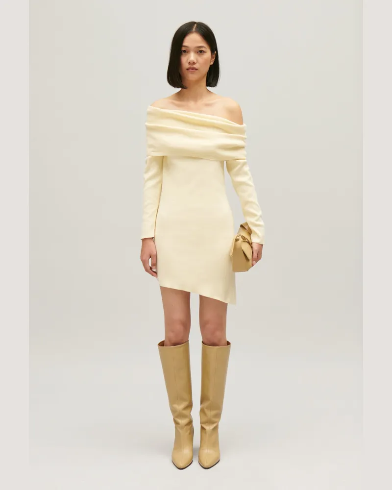 Claudie Pierlot Asymmetrisches Strickkleid Vanille