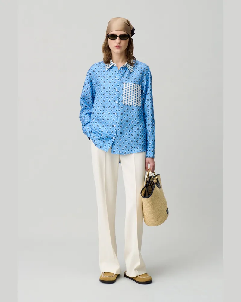 Claudie Pierlot Gerade geschnittenes Hemd aus Seide Print