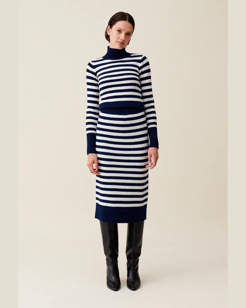 Claudie Pierlot Gestreifter Strickrock Zweifarbig