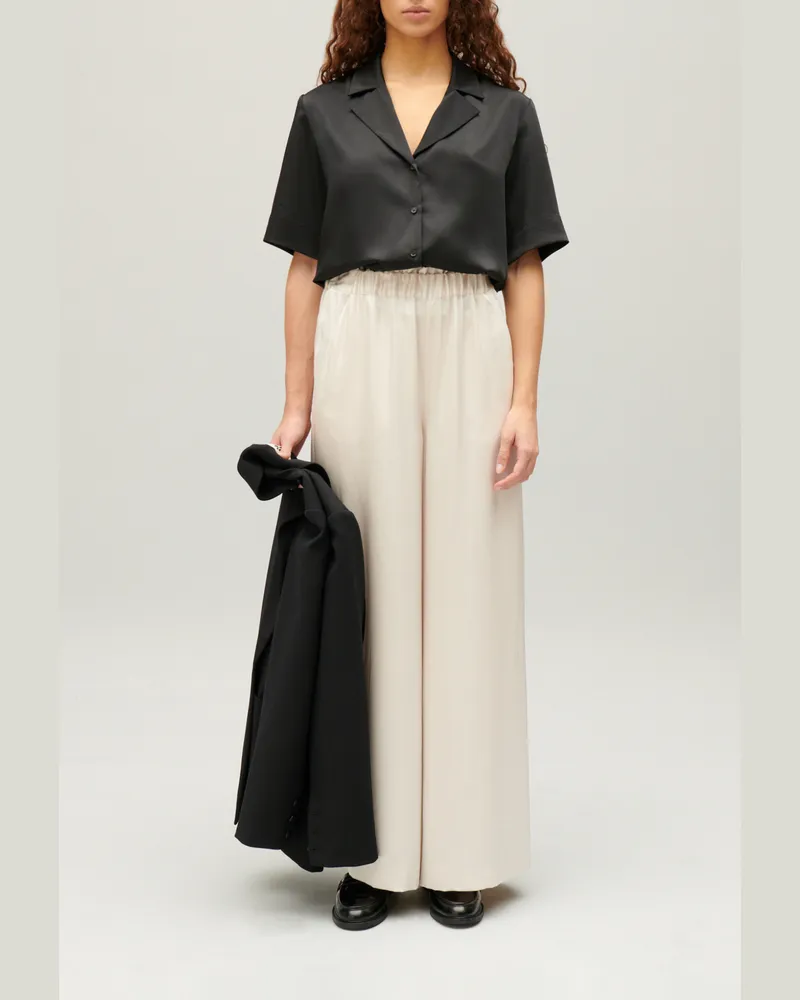 Claudie Pierlot Fließende, kurzärmelige Hemdbluse Schwarz