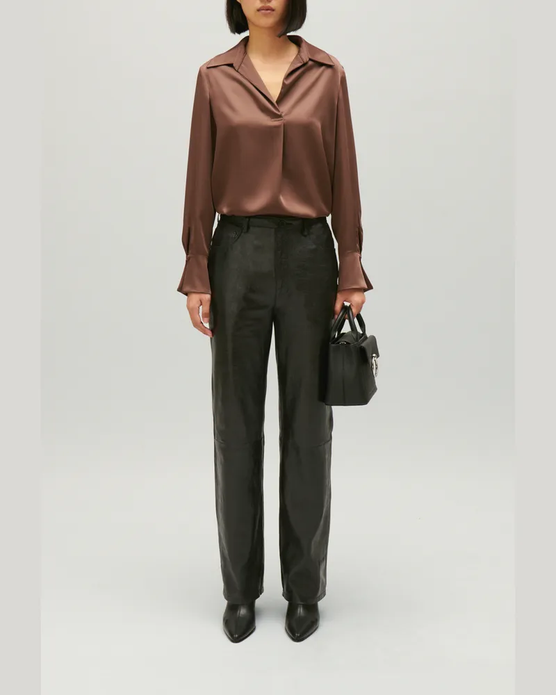 Claudie Pierlot Fließende, plissierte Bluse Marron