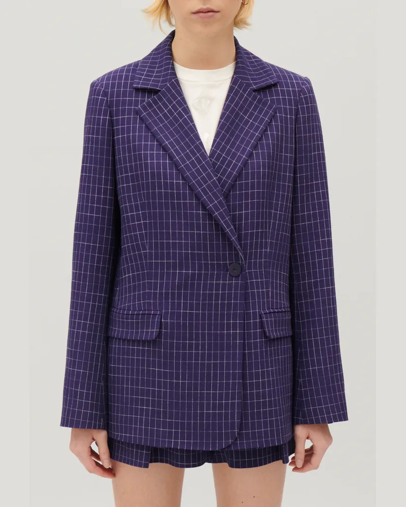 Claudie Pierlot Blazer mit Karomuster Indigoblau Indigo