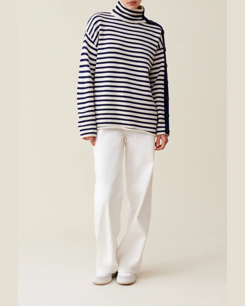 Claudie Pierlot Rollkragen-Seemannspullover Zweifarbig