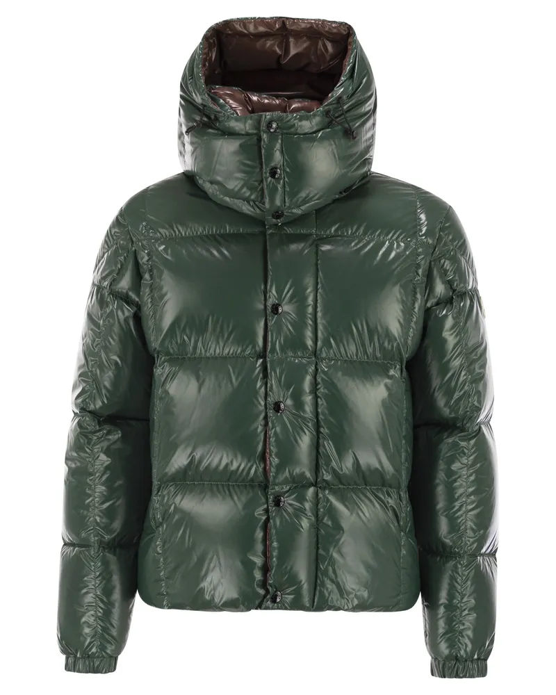 Moncler Parana kurze Daunenjacke mit Kapuze Green