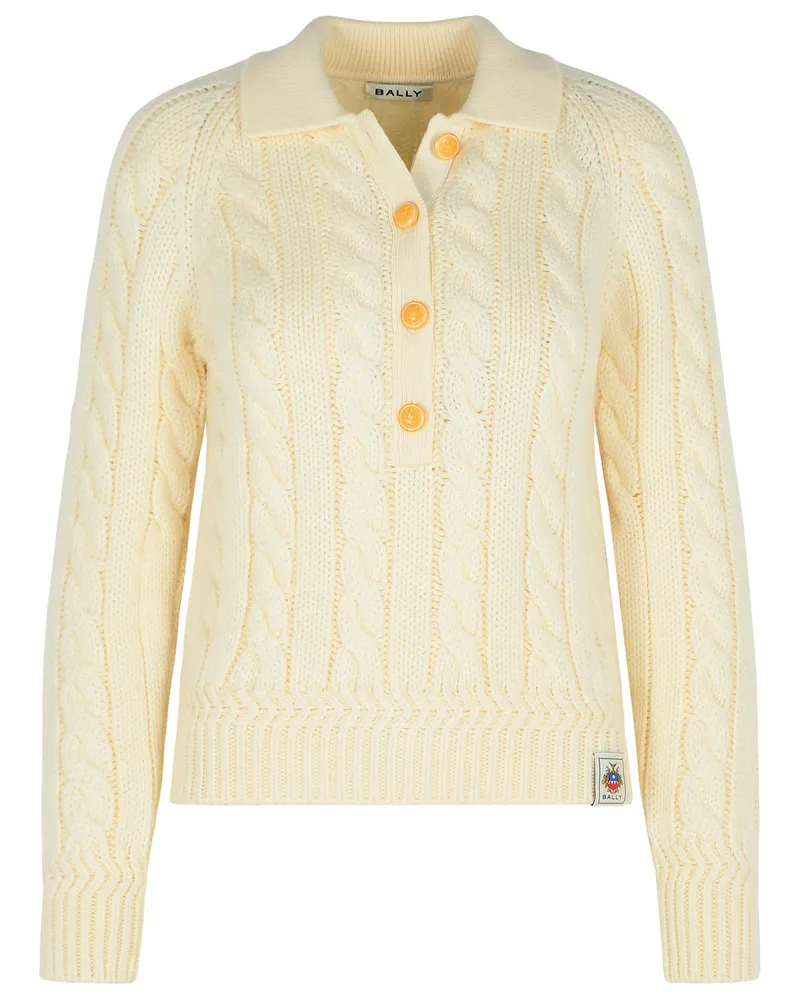 Bally Elfenbein Extrafine Merino Wollpullover Ivory
