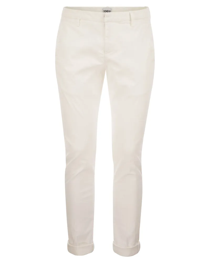 Dondup GAUBERT SLIM FIT GABARDINE HOSEER White