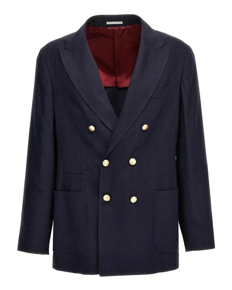 Brunello Cucinelli Leinen und Wolljacke Blue