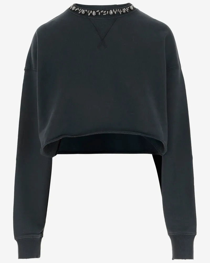 Golden Goose Golden Gans kurzes Baumwoll -Sweatshirt mit Dekoration Grey