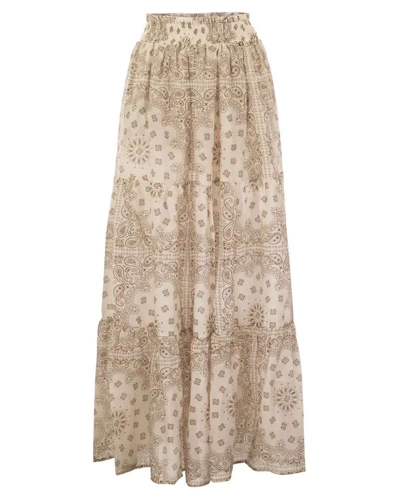 MC2 Saint Barth Cheyenne Long Rock in Baumwolle und Seide Beige