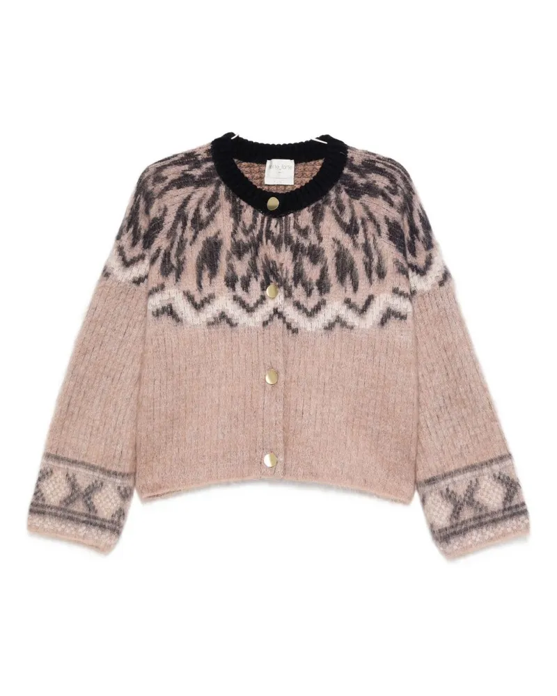 forte_forte Woll-Jacquard-Cardigan Brown
