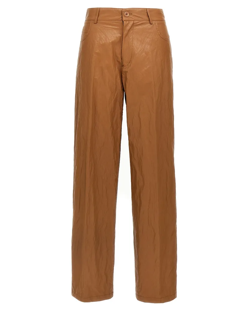 NUDE Leder -Effekthosen Brown