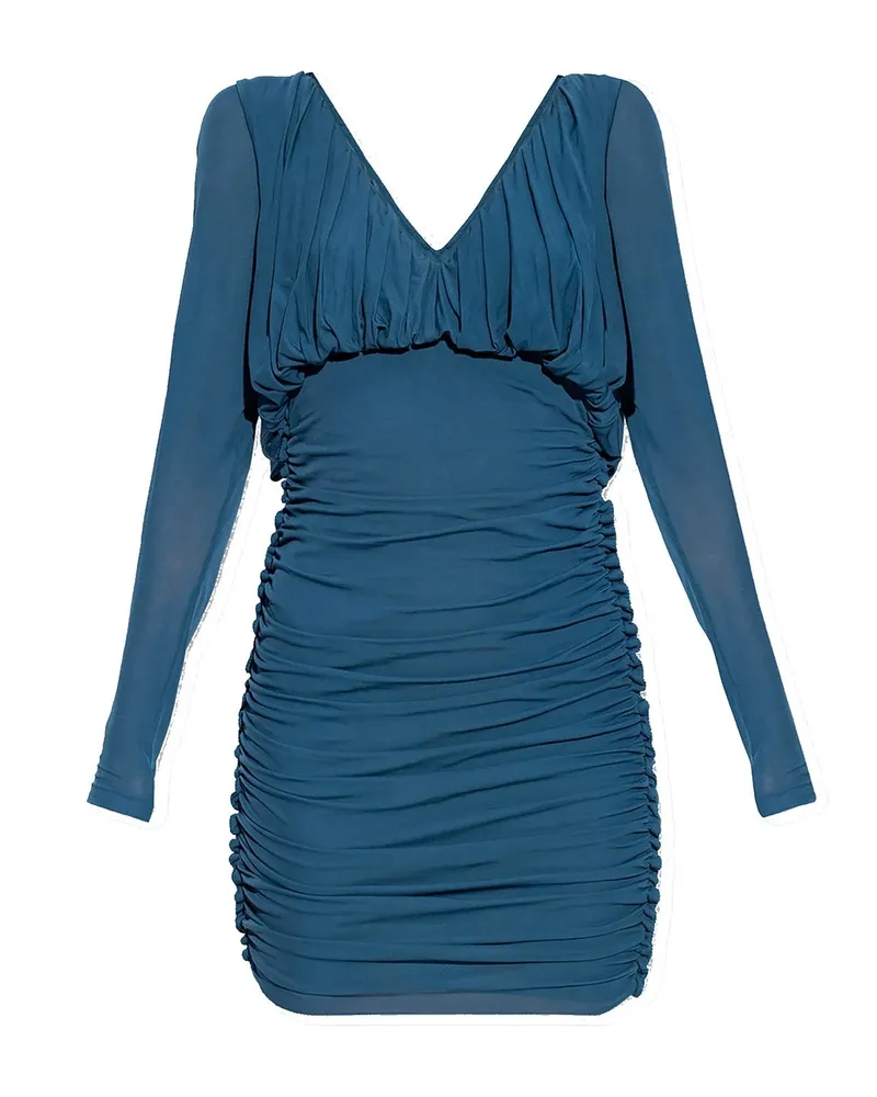 Saint Laurent Long Sleeves Kleid Blau