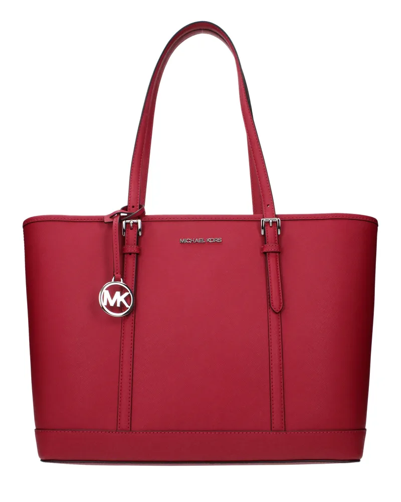 Michael Kors Jet Set Travel Damens Umhängetasche aus rotem/dunklem Himbeerleder -