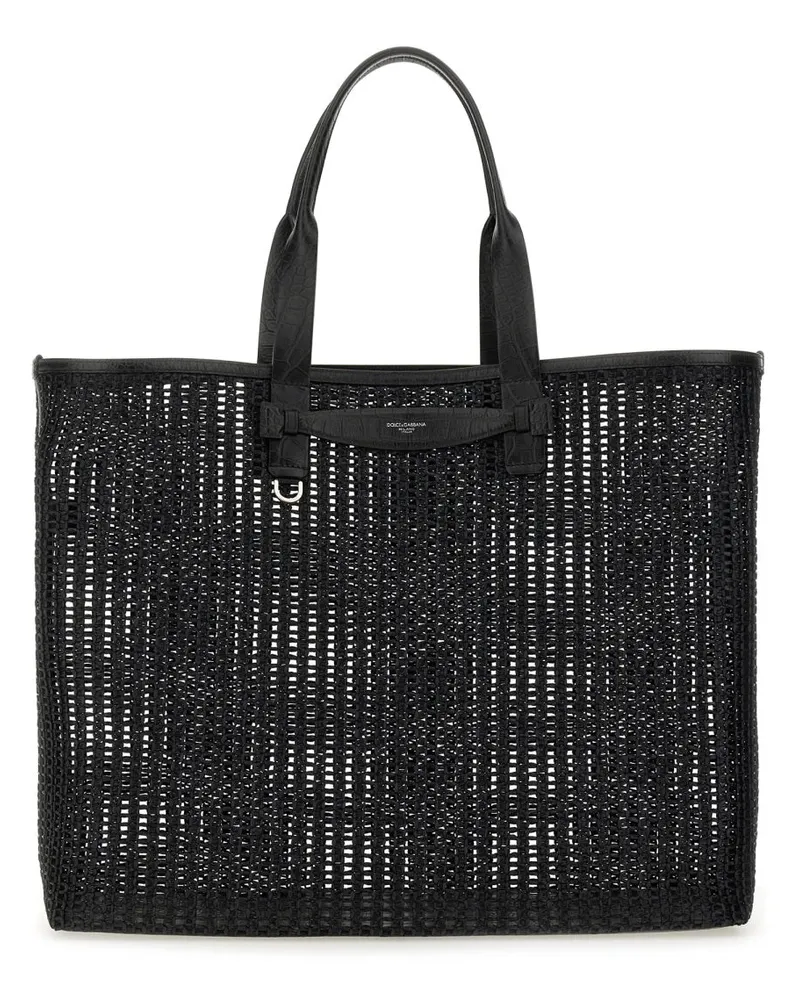Dolce & Gabbana gewebte Mesh -Einkaufstasche Black