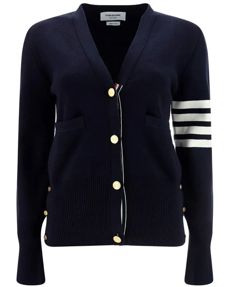 Thom Browne Strickjacke mit gestreiften Ärmeln Navy415