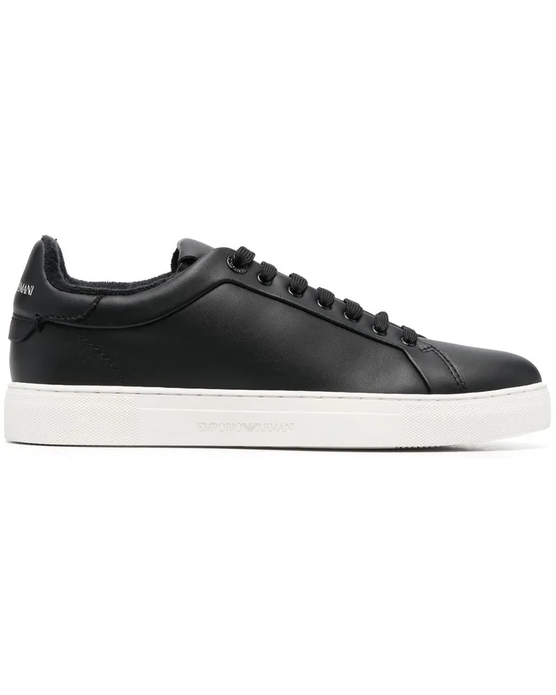 Emporio Armani Leder -Turnschuhe Black