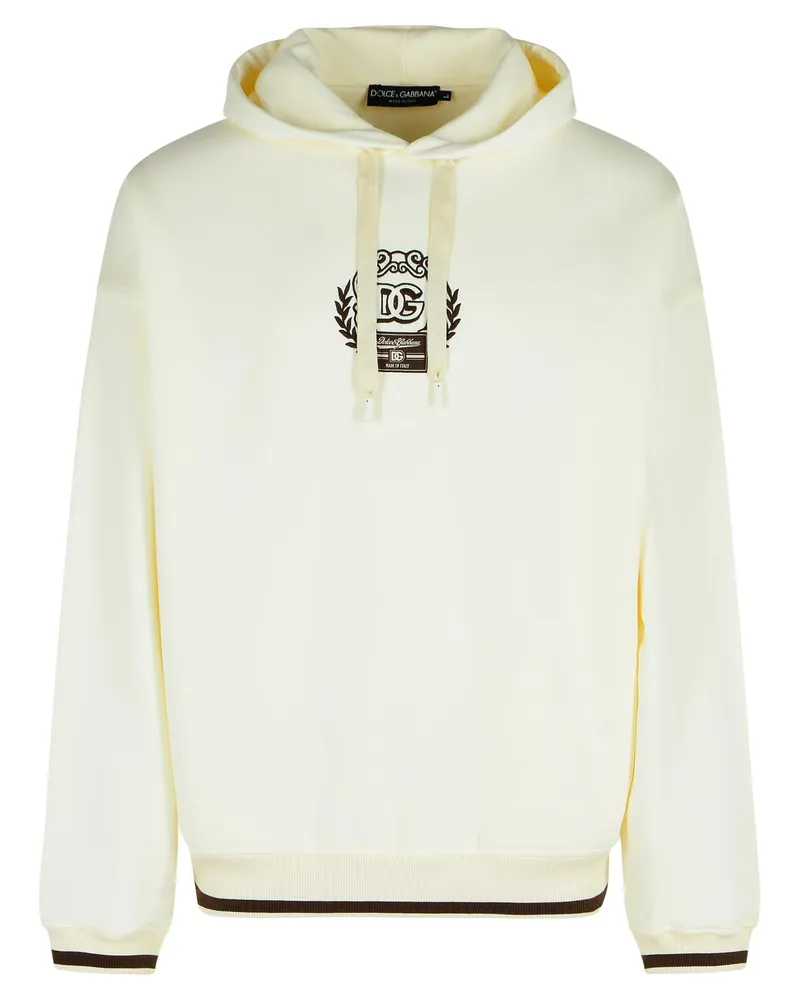 Dolce & Gabbana Elfenbeinfarbenes Baumwoll-Sweatshirt von White