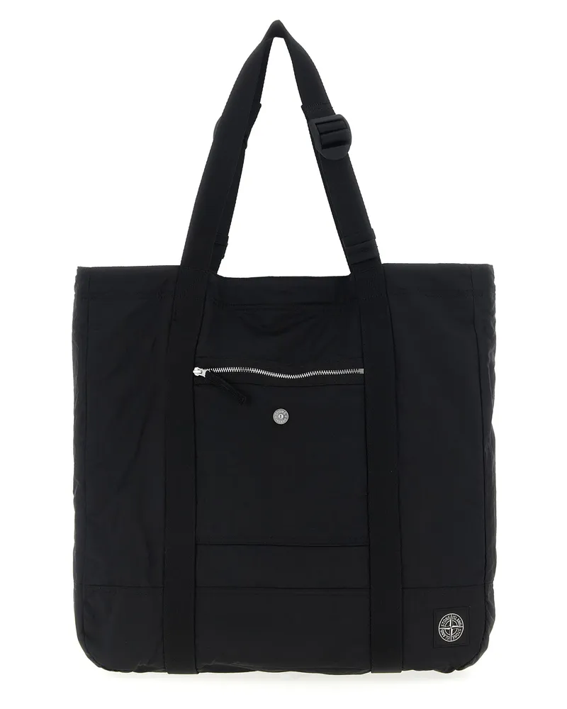 Stone Island Logo Patch Einkaufstasche Black