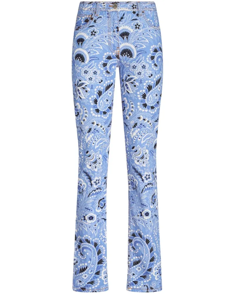 Etro gedruckte Denim -Jeans Clear