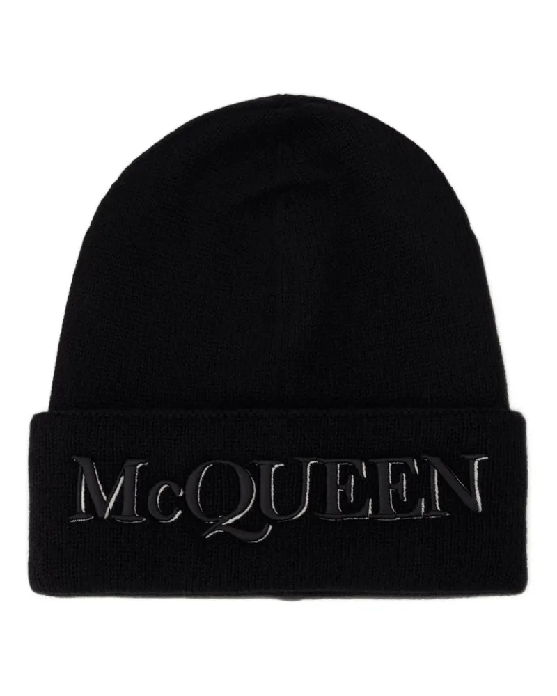 Alexander McQueen Logo Mütze  Cashmere Black Black