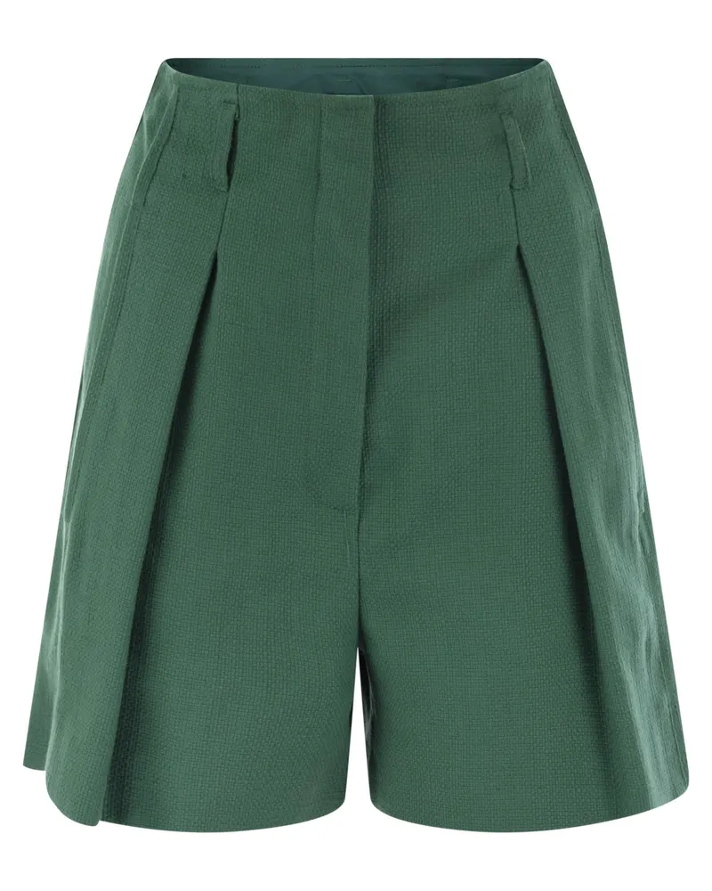 Max Mara Pandoro Cotton Bermuda Shorts mit Darts Green