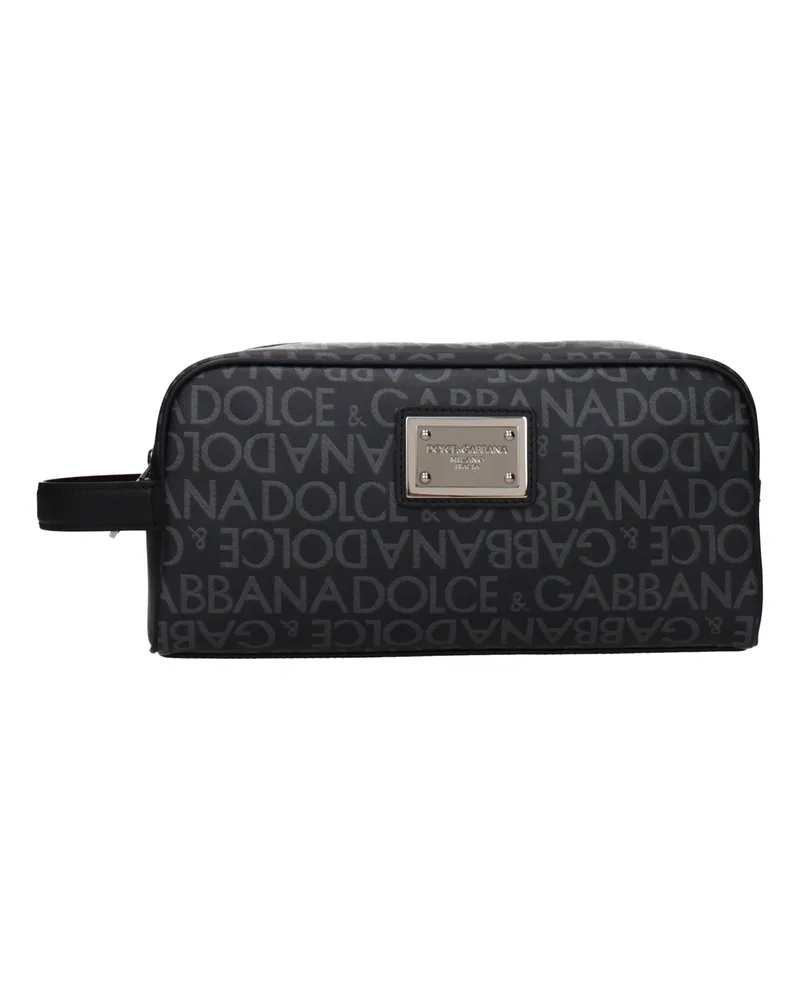 Dolce & Gabbana Dolce&Gabbana Beauty Case Uomo Schwarz/Hellgrauer Stoff -