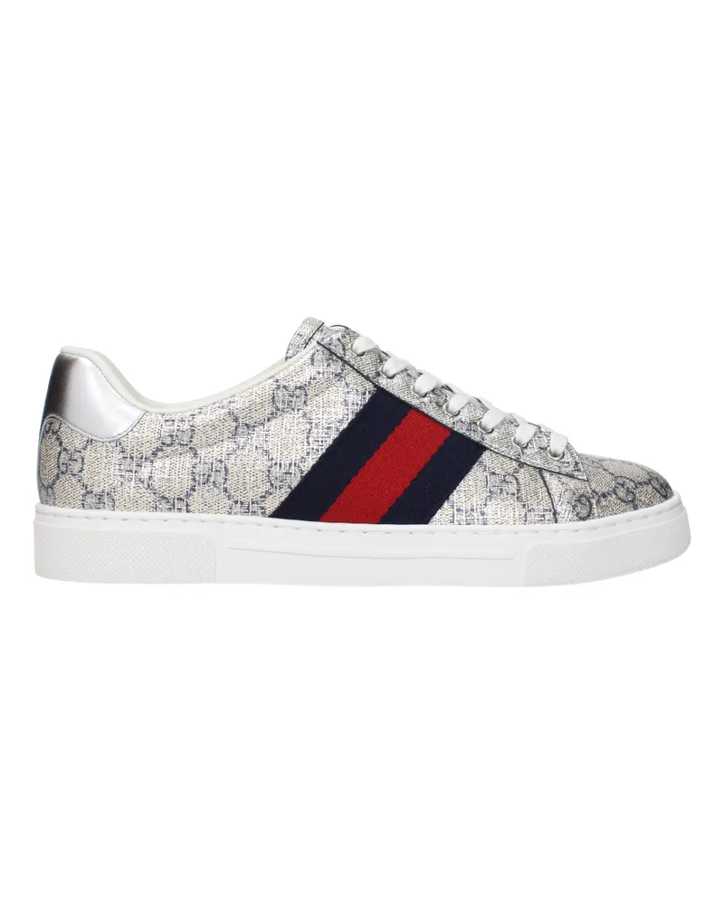 Gucci Ace Herrens Sneakers Silber/Blauer Stoff -
