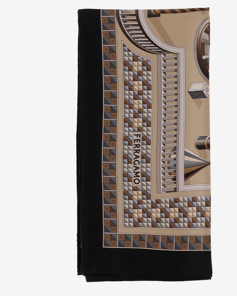 Ferragamo Seidenschal mit Nadir-Print Beige