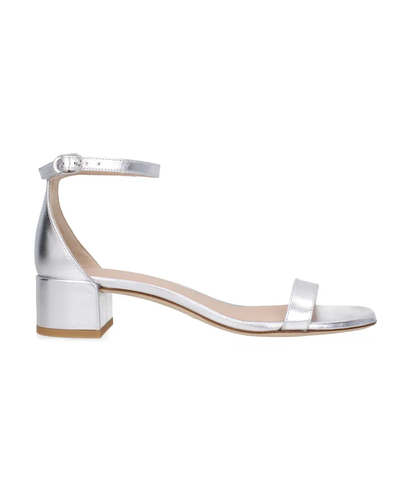 Stuart Weitzman Nudistcurve Women's Sandalen aus silbernem Leder -