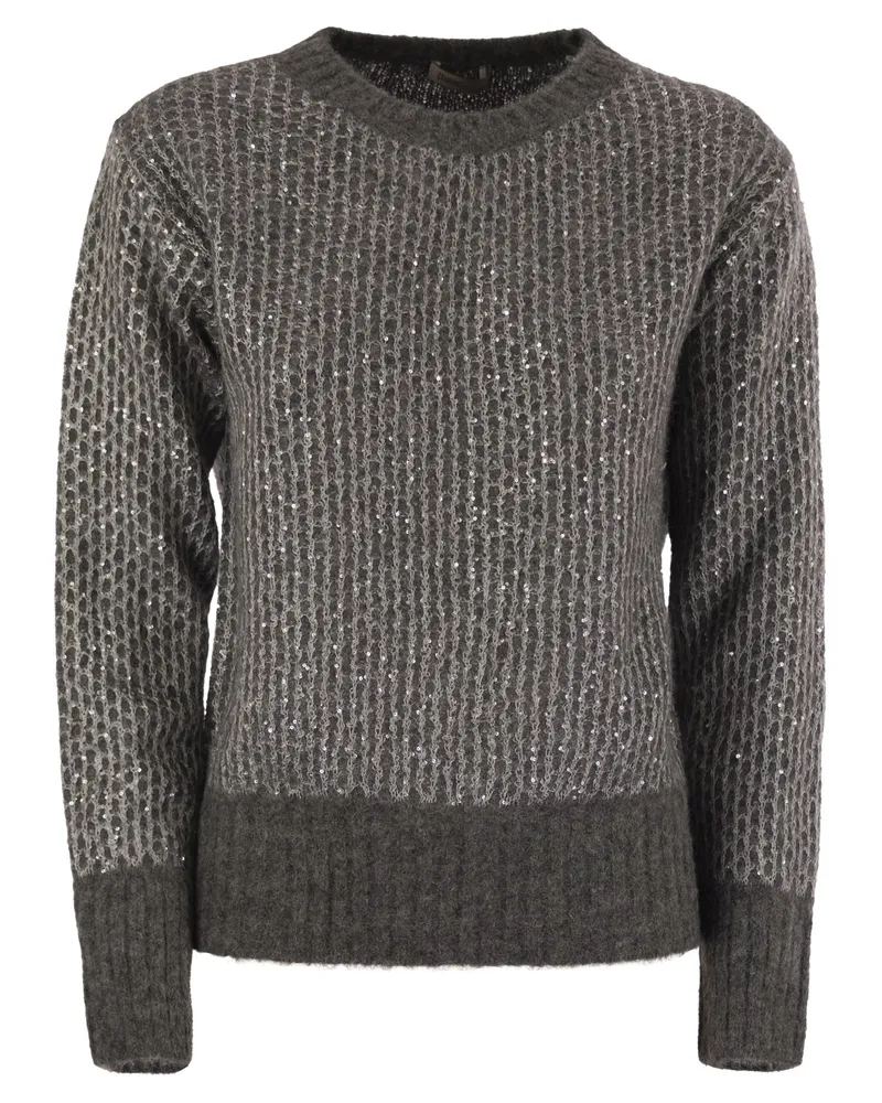 Herno Alpaca And Wool Crewneck Sweater Grey