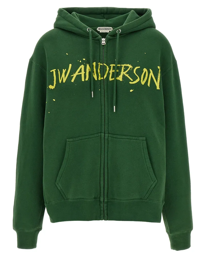 J.W.Anderson bedruckter Kapuzenpullover Green