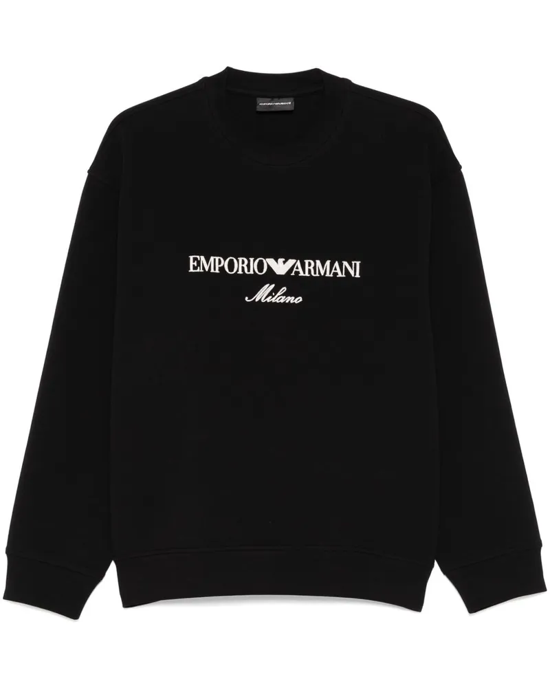 Emporio Armani Logo Cotton Sweatshirt Black