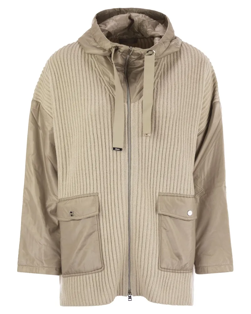 Herno Resort Jacke in Wolle und Ultraleicht -Nylon Beige