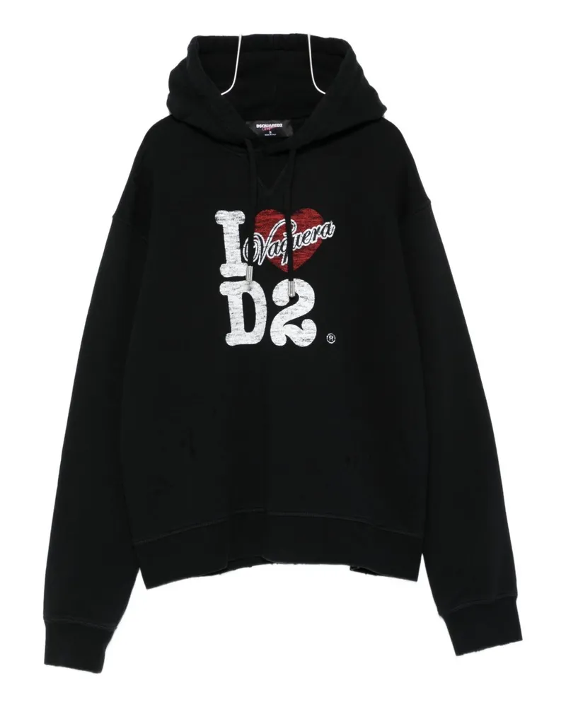 Dsquared2 Logo -Baumwoll -Hoodie Black