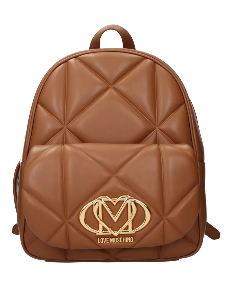 Moschino Rucksäcke und Damen-Geldbörsen, Polyurethan, Braun/Camel -