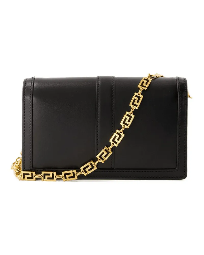 Versace Greca Goddess Geldbörse mit Kette  Leder Schwarz Schwarz