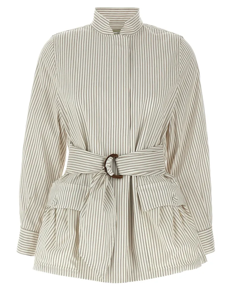 Fendi Striped Blouson White