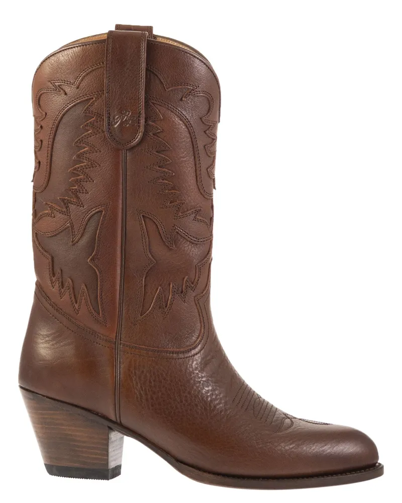 Ralph Lauren Leder-Cowboystiefel Cognac