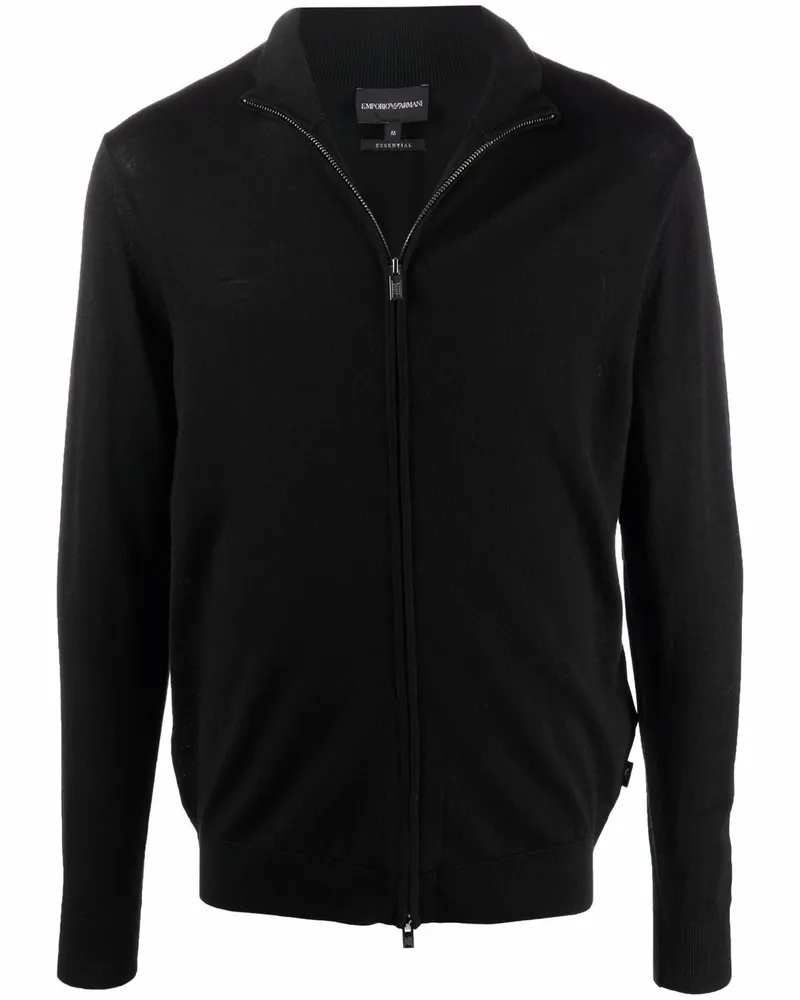 Emporio Armani Wolle mit einer Strickjacke mit Reißverschluss Black