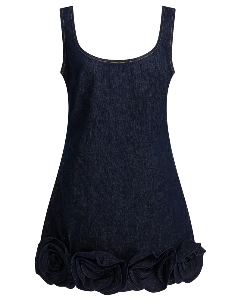 Self-Portrait Selbstporträt-Etuikleid mit 3-D-Blumen Blue