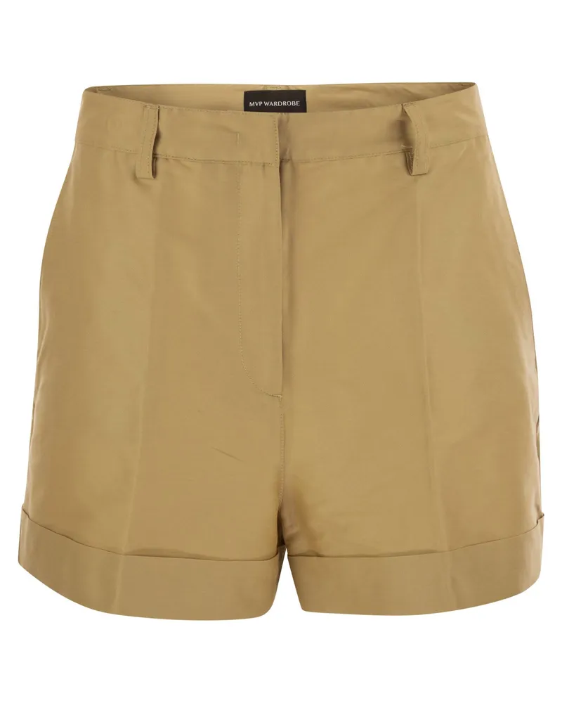 MVP Wardrobe MVP -Garderobe Baumwoll- und Seiden -Bermuda -Shorts Beige