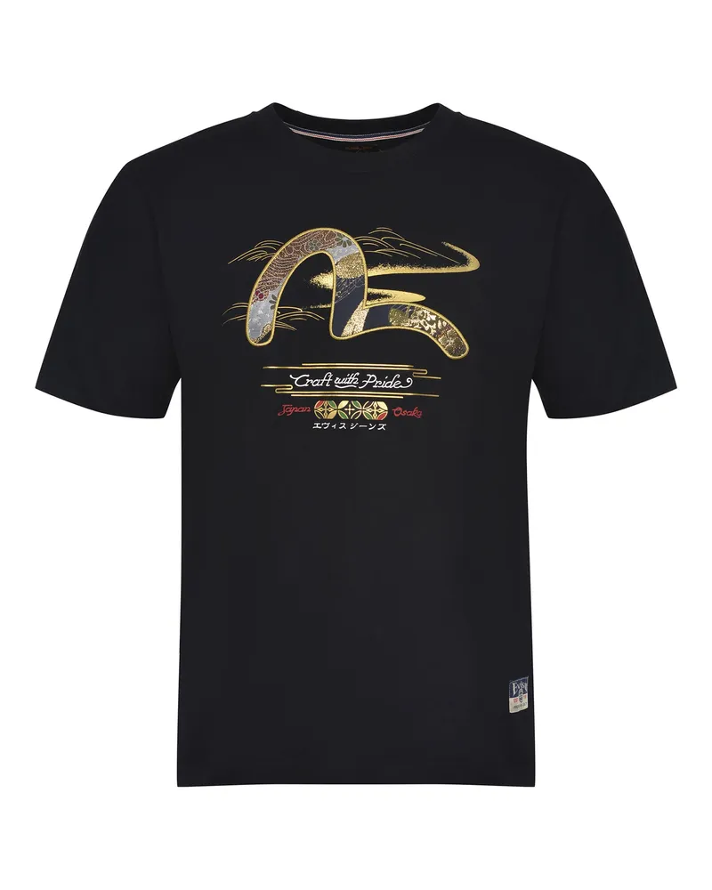 Evisu T -Shirt aus Baumwolle Black
